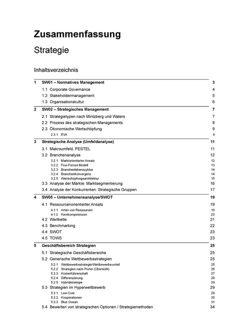 Zusammenfassung Strategie Word Zusammenfassung Strategie Sw