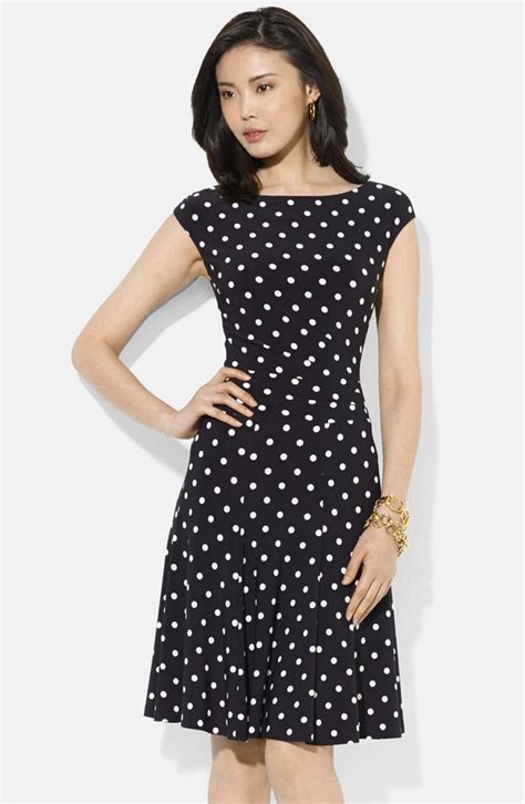 Lauren Ralph Lauren Polka Dot Jersey Fit And Flare Dress Nordstrom