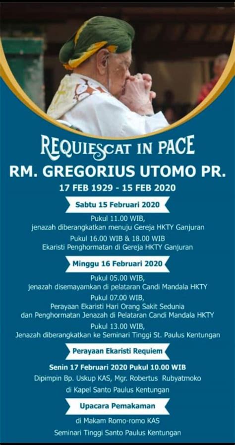 Berita Duka RIP Rm Gregorius Utomo Pr Seminari Tinggi Santo Paulus