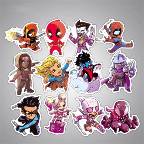 50 Pcs Cute Waterproof Super Hero Stickers For MARVEL DC Graffiti