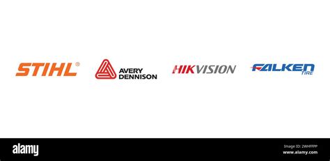 Hikvision, Falken Tire, Avery Dennison, Stihl. Vector illustration, editorial logo Stock Vector ...