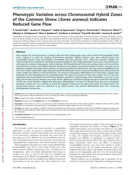 Pdf Phenotypic Variation Across Chromosomal Hybrid Zones Of