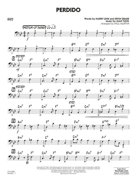 Perdido Arr Paul Murtha Bass By Duke Ellington Sheet Music For Jazz Ensemble At Sheet Music