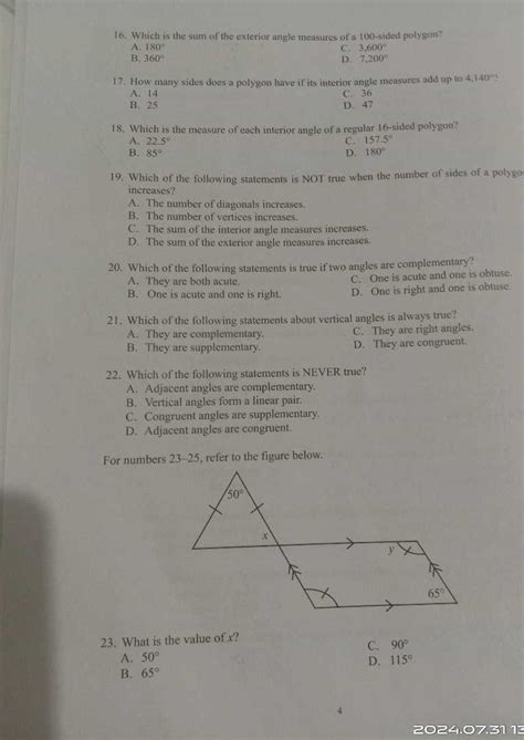 Which Is The Sum Of The Exterior Angle Studyx