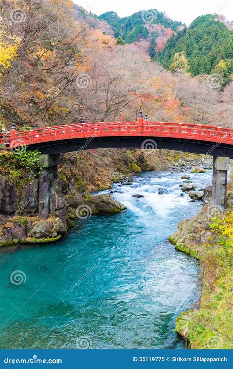 Famous Red Shinkyo Wooden Bridge In Nikko Japan Royalty Free Stock