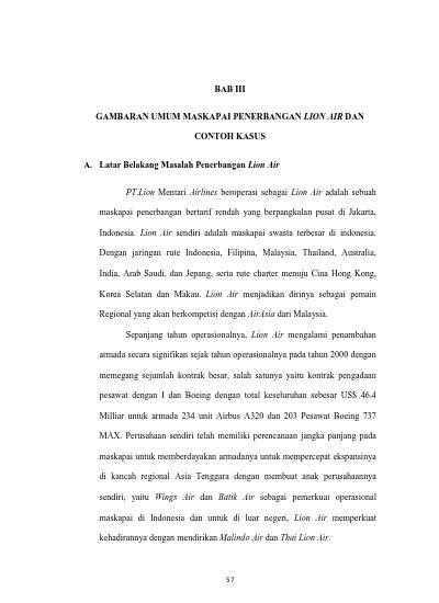 Bab Iii Gambaran Umum Maskapai Penerbangan Lion Air Dan Contoh Kasus