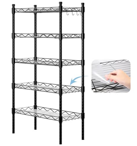 NJ FOREVER Wire Shelving, 5 Tier Shelving Unit, Adjustable Metal ...