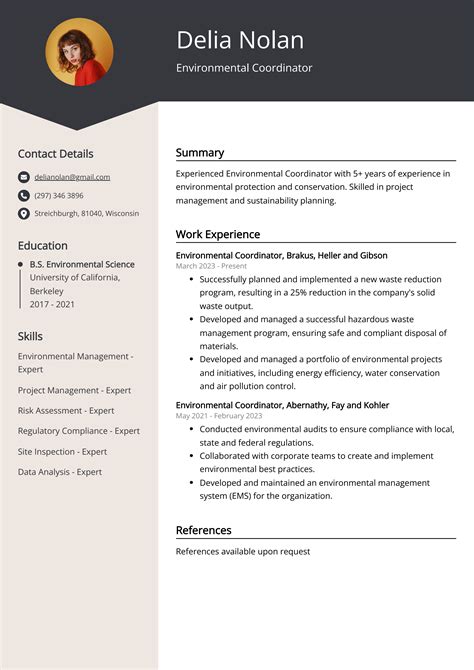 Environmental Coordinator Cv Example For Skills Templates