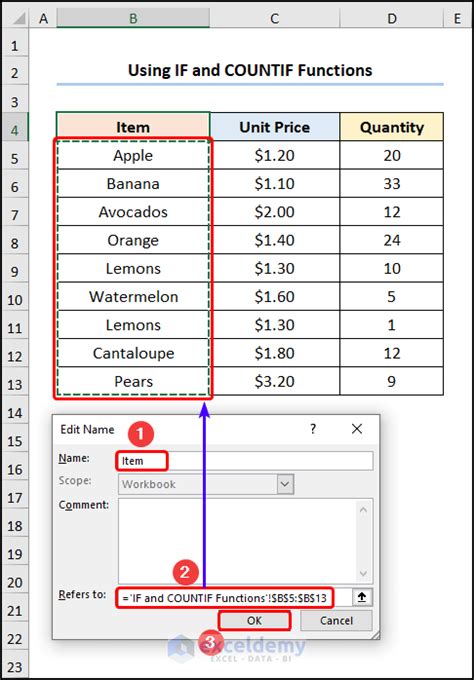 How To Create A Formula Using Defined Names In Excel Examples