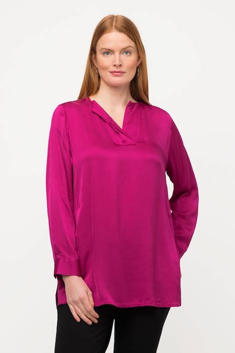 Split Neck Blouse Magenta Ulla Popken