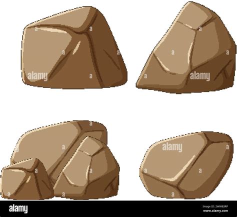 Four Different Styled Vector Rocks Illustration Stock Vector Image