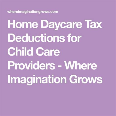 Tax Deductions For In Home Daycare Providers