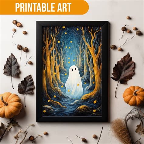 Halloween Ghost Painting, Cute Printable Art - Etsy