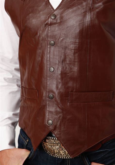 Roper 02 0501 Br Brown Lamb Nappa Leather Vest Leather Vest Leather Cowboy Suit