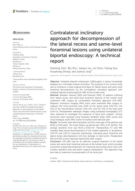 (PDF) Contralateral inclinatory approach for decompression of the ...