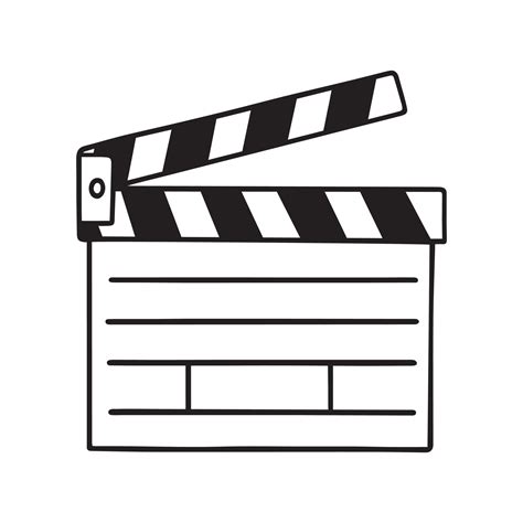 Hand Drawn Cinema Clapperboard Doodle Movie Element In Sketch Style