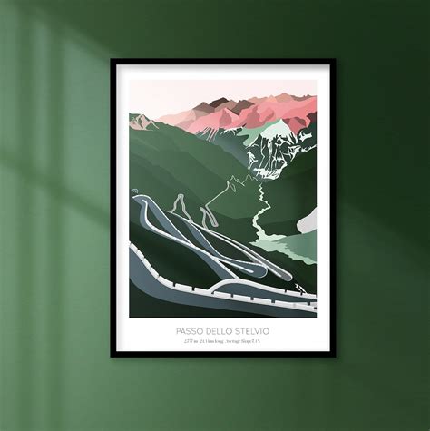 Cycling Print Passo Dello Stelvio Cycling Gifts - Etsy