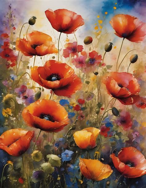 Poppies Flowers Watercolor Art Free Stock Photo Public Domain Pictures