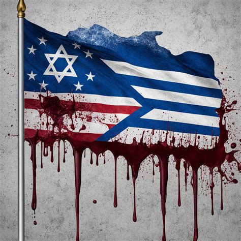 USA flag blended with Israel flag with blood dripping by xxx xxx ...