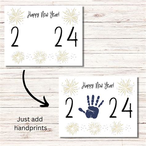 2024 New Years Handprint Craft Printable New Years Handprint Art New