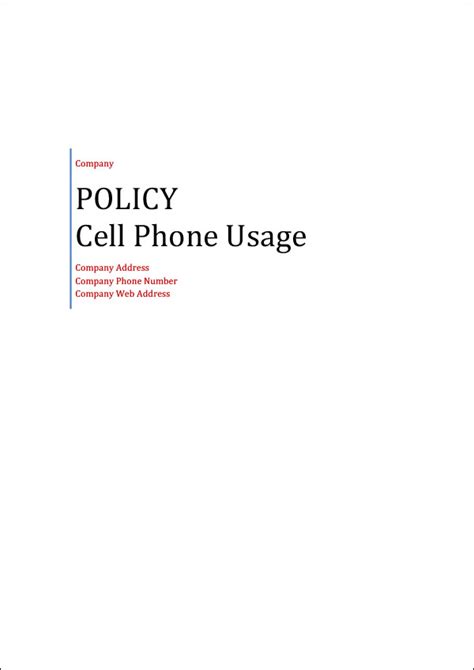 Cell Phone Usage Policy Template Set The Rules Or Waste Time And Money