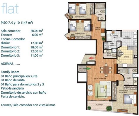 Plano De Distribucion De Un Departamento Flat De M Planos De