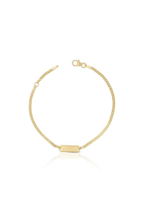 MUAU Schmuck Bébé Bracelet Panzer Gelbgold 375 18cm Gravurplatte 2 1cm