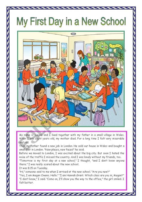 My first day at a new school - ESL worksheet by Krümel