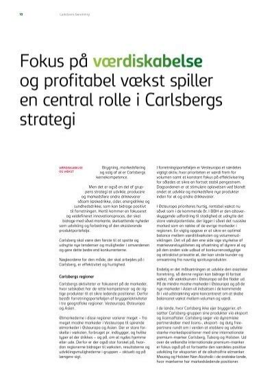 Fokus P V Rdiskabelse Og Profitabel V Kst Carlsberg Group