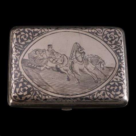 Russian Chased Niello 875 Silver Cigarette Case Early 20th Century Ebth