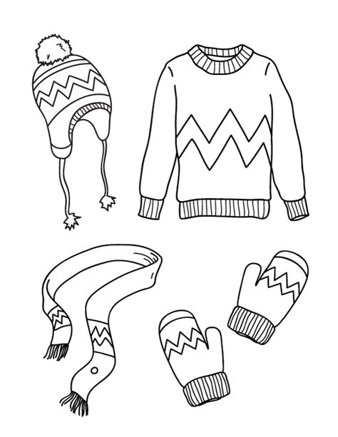 Winter Clothes Coloring Pages