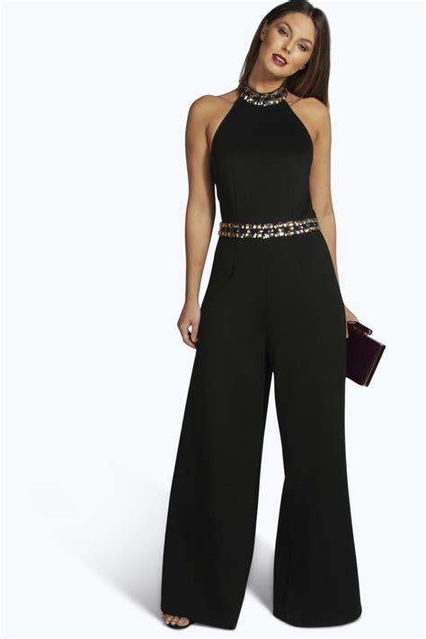 Boutique Amelia High Neck Embellished Jumpsuit Fashion