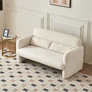 Lamb Fleece Loveseat Modern Foam Seat Sofa with Support Pillows Couch - Bed Bath & Beyond - 38270759