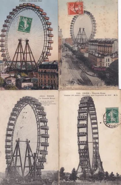 LOT DE 4 Cartes Postales Anciennes Postcards PARIS La Grande Roue 1 EUR