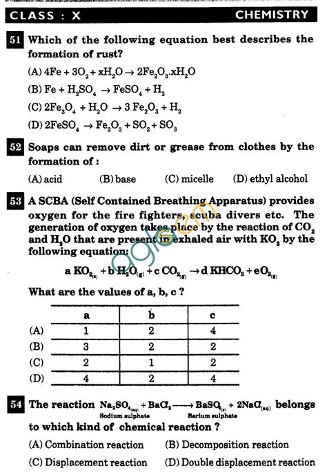 Nstse Solved Question Paper For Class X Chemistry Aglasem Schools