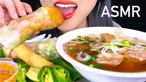 Asmr Spring Rolls And Pholicious Noodle Soup Asmr Eating Show No