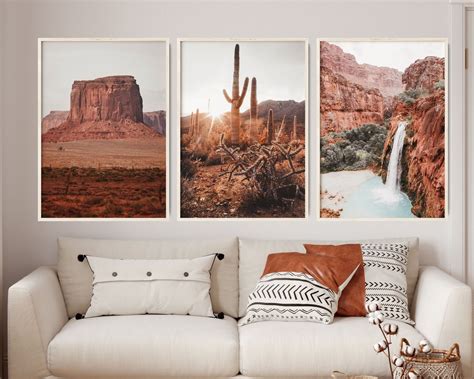 Desert Prints Set Of 3 Arizona Desert 3 Pieces Wall Art Boho Etsy