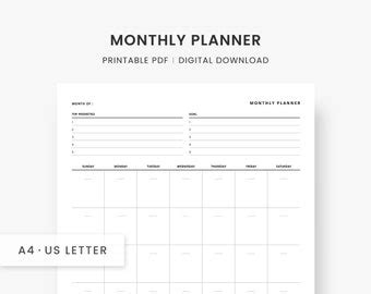 2023 Dated Monthly Calendar Printable Letter Size Minimal Checklist