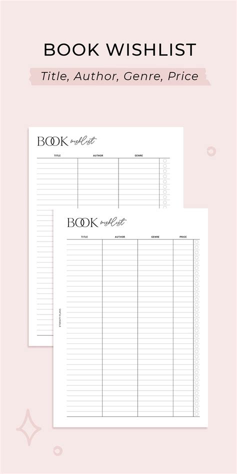 Printable Book Wishlist A Size