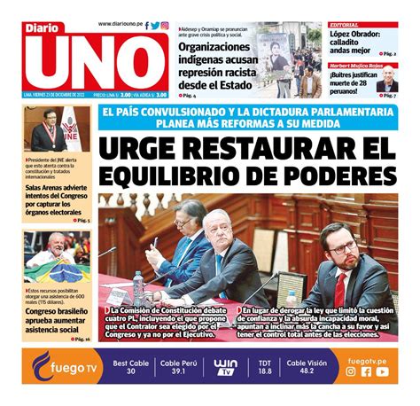 Diario Uno On Twitter 🗞buenosdías Portada De Hoy 23 De Diciembre El País Convulsionado Y