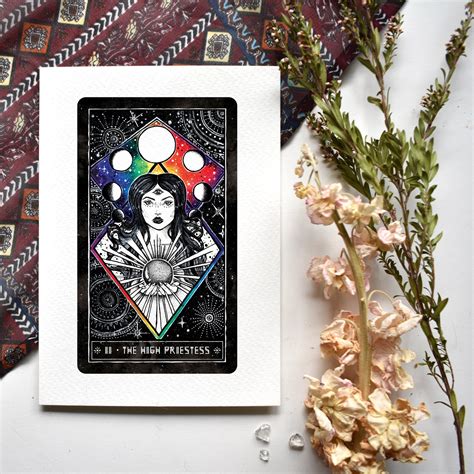 A4 The High Priestess Tarot Deck Original Wall Art Print Etsy