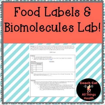 Food Labels Biomolecules Lab Distance Learning By Chamber Of Science