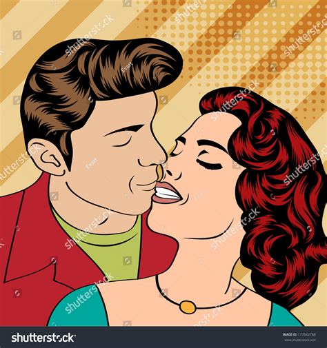 Pop Art Kissing Couple Vector Format Royalty Free Stock Vector 177642788