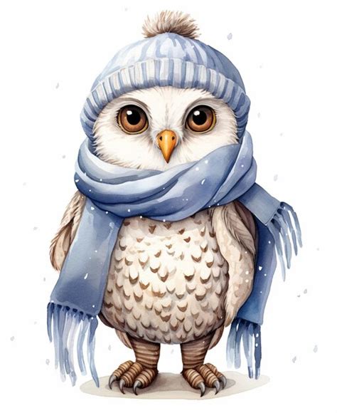 Premium Ai Image There Is A Cartoon Owl Wearing A Hat And Scarf