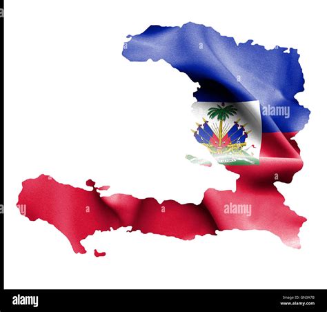 Map Of Haiti With Waving Flag Isolated On White Stock Photo Alamy