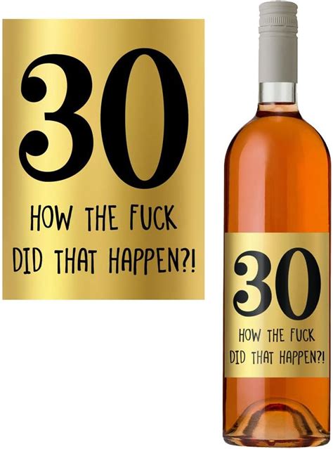 30th Birthday Wine Bottle Label 30 Today For Her Women Him Men In Metallic Gold Uk