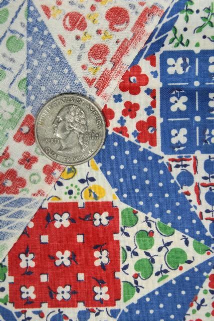 Cheater Patchwork Calico Print Cotton Quilt Fabric S Or S Vintage