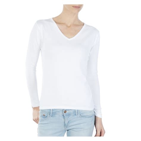 T Shirt Col V Pour Femme En Coton Aux Manches Longues Felixia