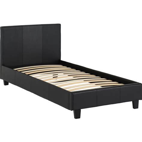 Seconique Prado Single Black Pu Faux Leather Bed Wilko