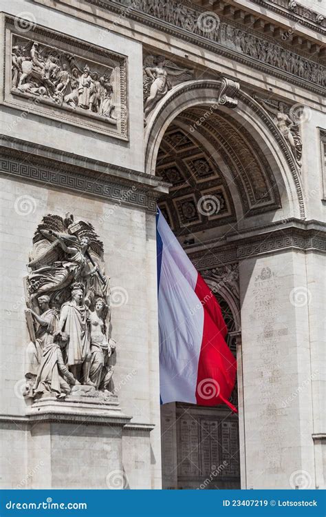 Arc De Triomphe Detail Showing The French Flag Stock Image | CartoonDealer.com #23407219